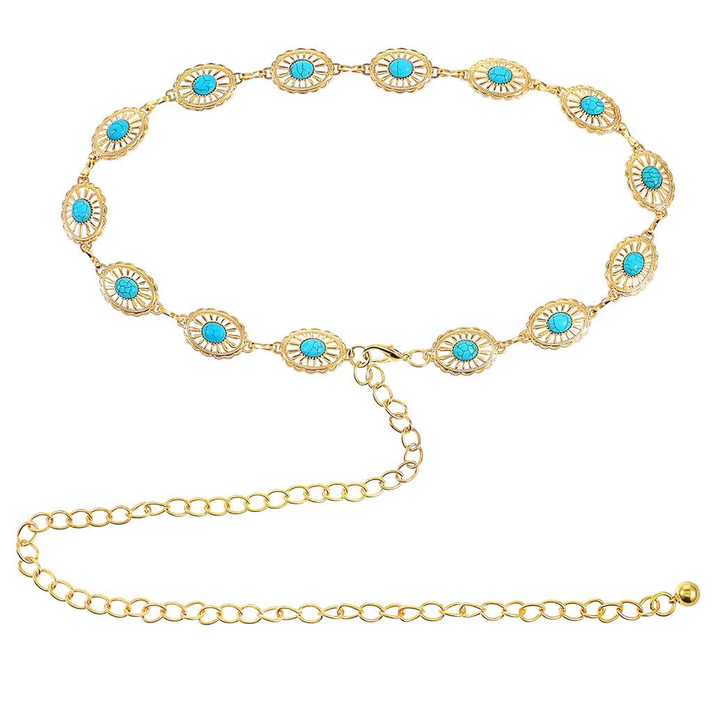 PALAY Gold Waist Chain for Women Stylish Body Belly Chain Ladies Peacock Blue Beaded Beach Hip Chain for Saree, Crop Tops, Bikinis Jewelry Accessories - 23.6+19.6 Inch PALAY Gold Waist Chain for Women Stylish Body Belly Chain Ladies Peacock Blue Beaded Beach Hip Chain for Saree, Crop Tops, Bikinis Jewelry Accessories - 23.6+19.6 Inch